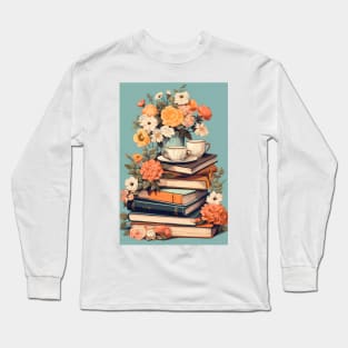 Books flowers and tea Long Sleeve T-Shirt